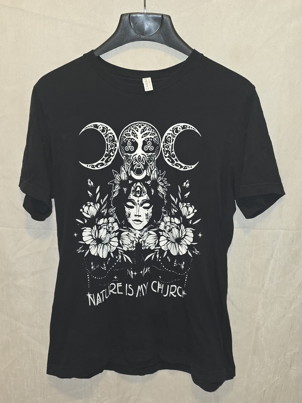Bella Canvas Black Short Sleeve Tee with White Mystical Floral Graphic